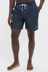 Navy Staple Logo 7 Inch Swim Shorts