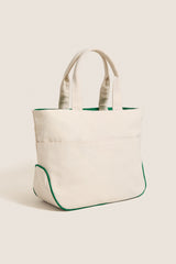 Green and White Monogrammed Tennis Tote