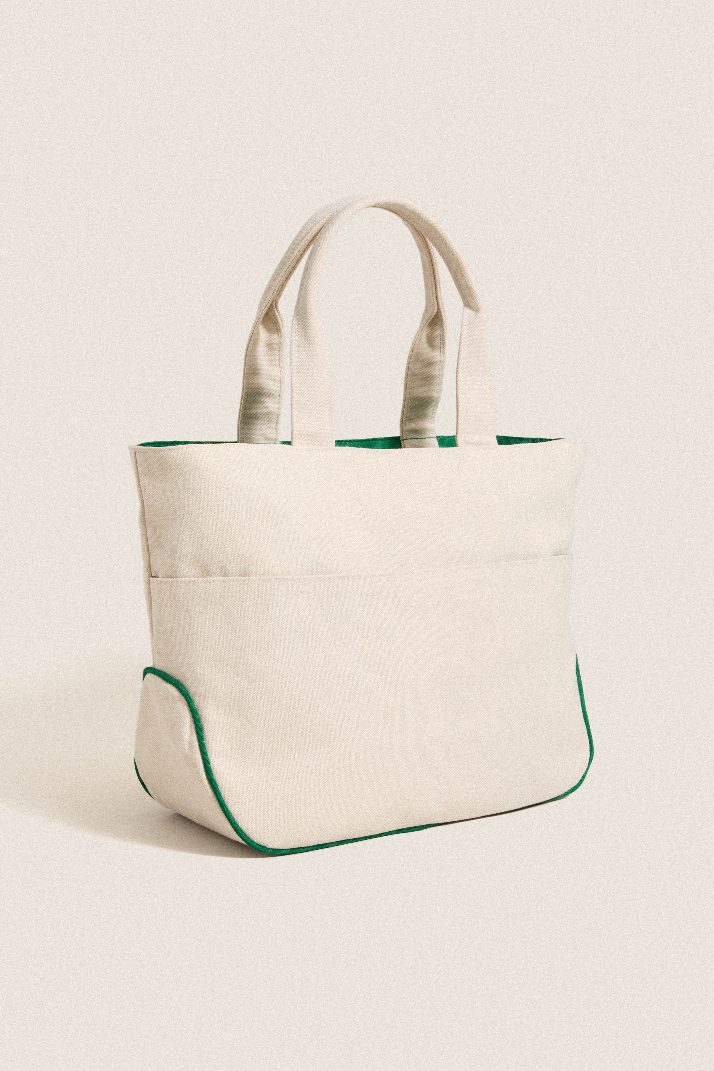Green and White Monogrammed Tennis Tote