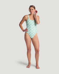 Women's Wavebound One Piece Suit - Sea Scallop Print Ocean Mist