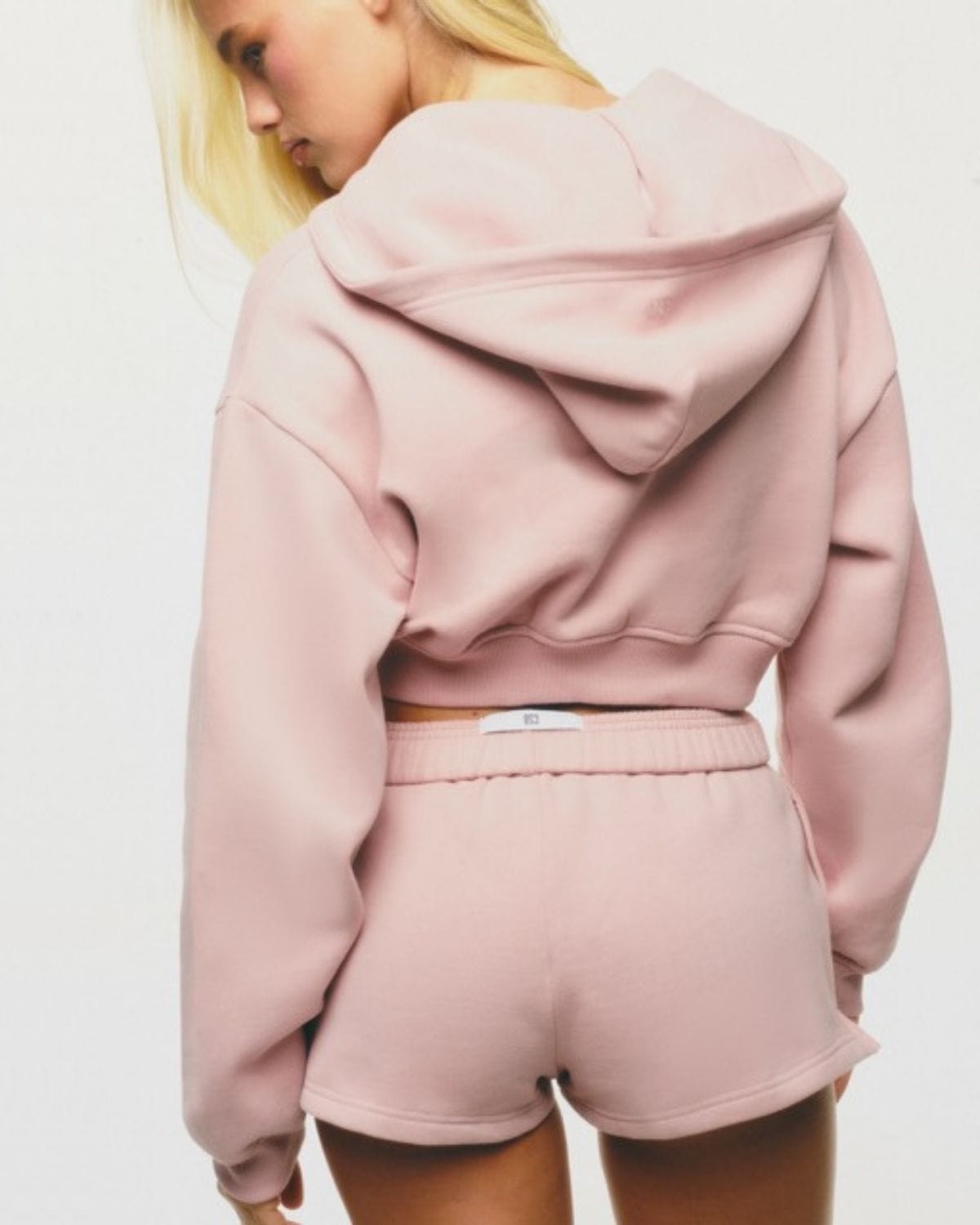 Cropped Zip Hoodie | Dusty Pink